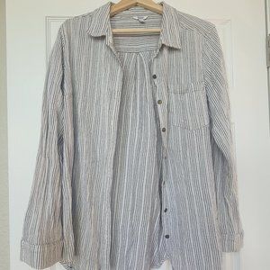 Womens Sonoma Striped Linen Button Down •XL•